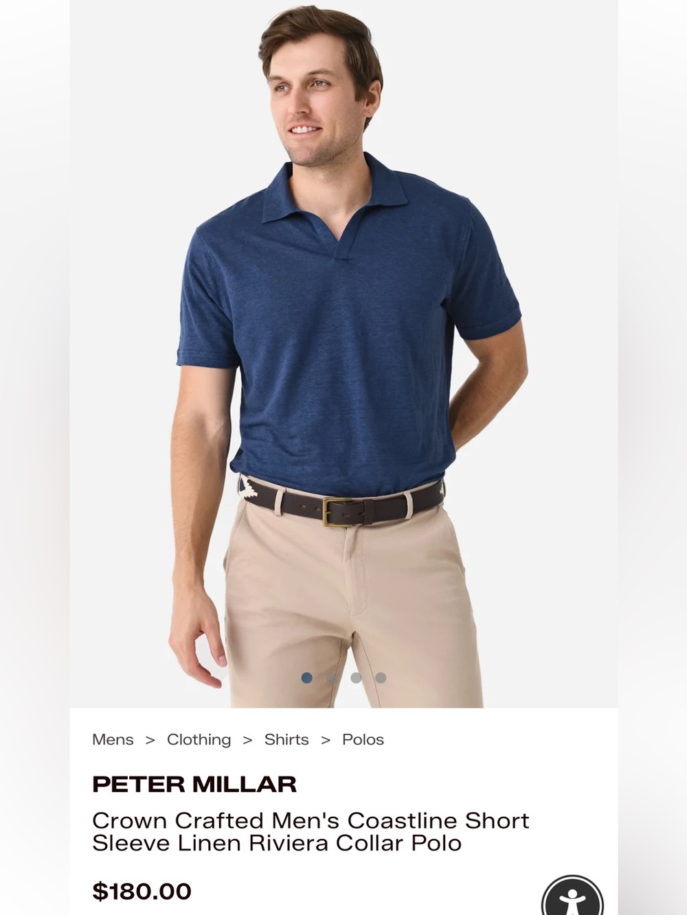 Peter Millar Crown Crafted Coastline Linen Riviera Polo Navy Blue XXL